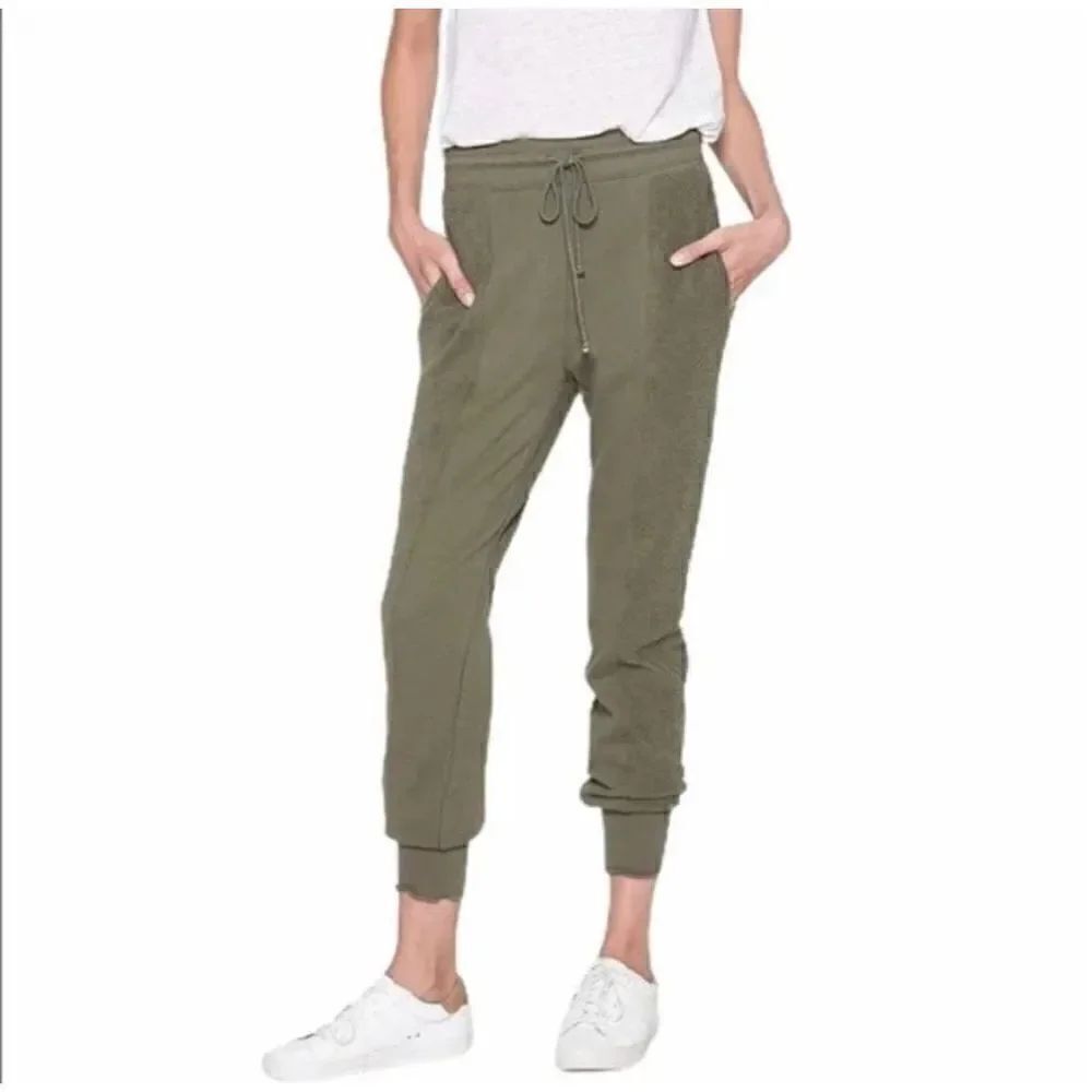 Joie Domanique Jogger Pants L Green Stretch Knit Pockets Fitness Yoga Pull-On